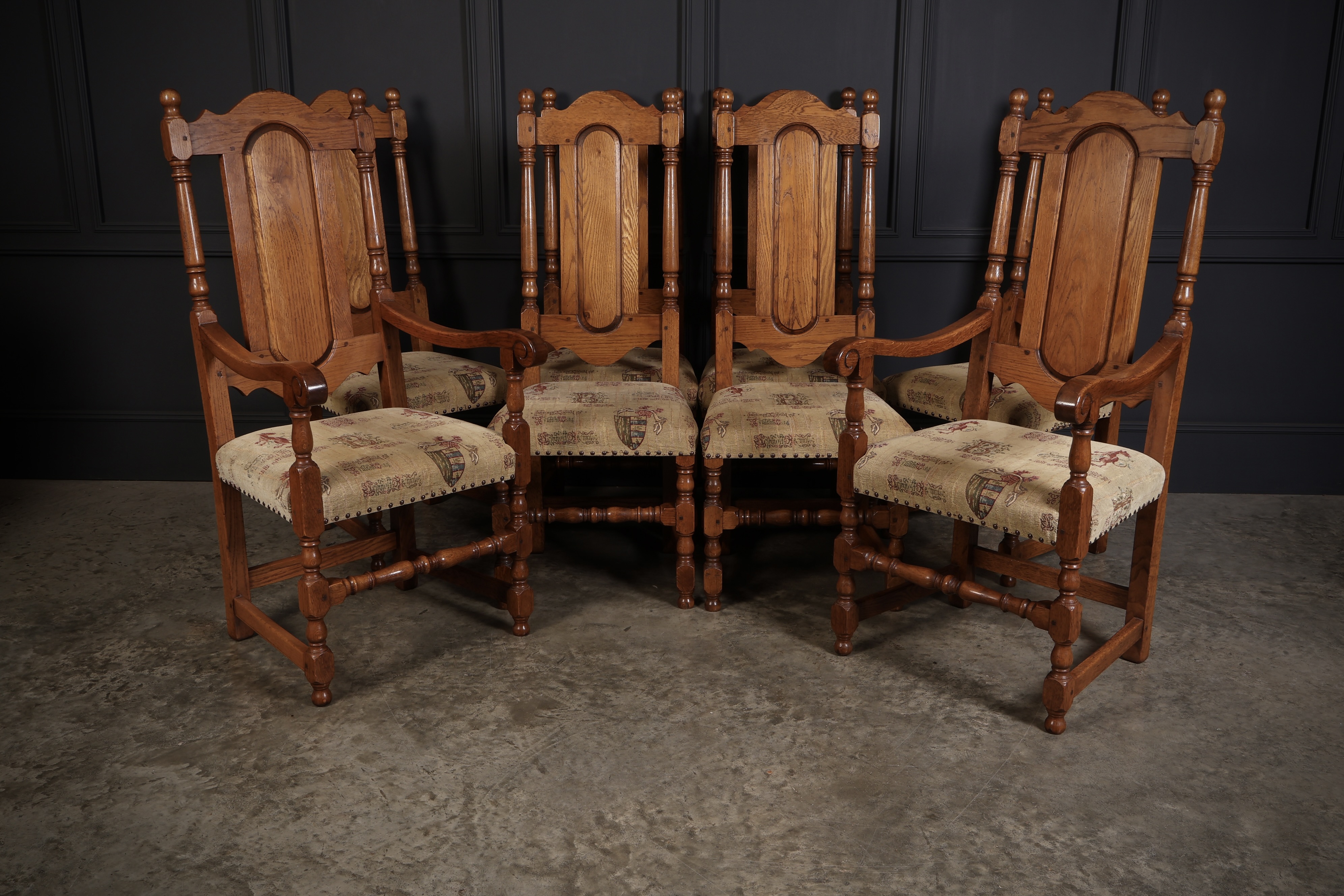 Set Of Eight High Back Solid Oak Dining Chairs Antique dining Antique Chairs 4